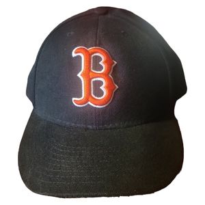 Vtg Boston Red Sox New Era 59 Fifty Baseball Cap Hat Sz 7 3/8" Black Red